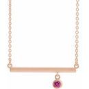 Pink Tourmaline Necklace in 14 Karat Rose Gold Pink Tourmaline Bezel-Set 16