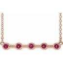 Pink Tourmaline Necklace in 14 Karat Rose Gold Pink Tourmaline Bezel-Set Bar 16
