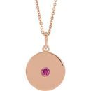 Pink Tourmaline Necklace in 14 Karat Rose Gold Pink Tourmaline Disc 16-18