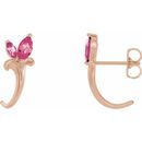 Pink Tourmaline Earrings in 14 Karat Rose Gold Pink Tourmaline Floral-Inspired J-Hoop Earrings