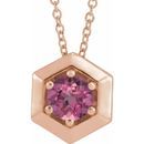 Pink Tourmaline Necklace in 14 Karat Rose Gold Pink Tourmaline Geometric 16-18