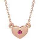 Pink Tourmaline Necklace in 14 Karat Rose Gold Pink Tourmaline Heart 16