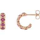 Pink Tourmaline Earrings in 14 Karat Rose Gold Pink Tourmaline Hoop Earrings