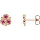 Pink Tourmaline Earrings in 14 Karat Rose Gold Pink Tourmaline Three-Stone Earrings