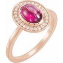 Red Garnet Ring in 14 Karat Rose Gold Rhodolite Garnet & 1/10 Carat Diamond Halo-Style Ring