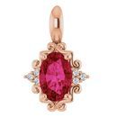 Natural Ruby Pendant in 14 Karat Rose Gold Ruby & .015 Carat Diamond Pendant