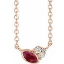 Genuine Ruby Necklace in 14 Karat Rose Gold Ruby & .03 Carat Diamond 16