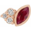 Natural Ruby Earrings in 14 Karat Rose Gold Ruby & .03 Carat Diamond Right Earring