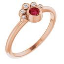 Natural Ruby Ring in 14 Karat Rose Gold Ruby & .04 Carat Diamond Ring