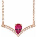 Genuine Ruby Necklace in 14 Karat Rose Gold Ruby & .06 Carat Diamond 18