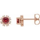 Genuine Ruby Earrings in 14 Karat Rose Gold Ruby & .07 Carat Diamond Earrings