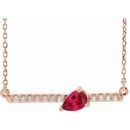 Genuine Ruby Necklace in 14 Karat Rose Gold Ruby & 1/10 Carat Diamond 16