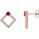 Genuine Ruby Earrings in 14 Karat Rose Gold Ruby & 1/3 Carat Diamond Earrings