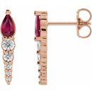 Natural Ruby Earrings in 14 Karat Rose Gold Ruby & 1/4 Carat Diamond Earrings