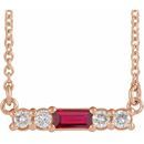 Genuine Ruby Necklace in 14 Karat Rose Gold Ruby & 1/5 Carat Diamond 16