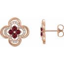 Natural Ruby Earrings in 14 Karat Rose Gold Ruby & 1/5 Carat Diamond Clover Earrings