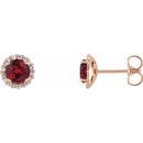 Genuine Ruby Earrings in 14 Karat Rose Gold Ruby & 1/6 Carat Diamond Earrings