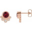 Genuine Ruby Earrings in 14 Karat Rose Gold Ruby & 1/8 Carat Diamond Earrings