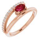 Natural Ruby Ring in 14 Karat Rose Gold Ruby & 1/8 Carat Diamond Ring