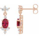 Genuine Ruby Earrings in 14 Karat Rose Gold Ruby & 3/8 Carat Diamond Earrings