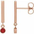 Natural Ruby Earrings in 14 Karat Rose Gold Ruby Bar Earrings