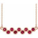 Genuine Ruby Necklace in 14 Karat Rose Gold Ruby Bezel-Set Bar 16-18
