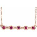 Genuine Ruby Necklace in 14 Karat Rose Gold Ruby Bezel-Set Bar 16