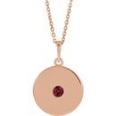Genuine Ruby Necklace in 14 Karat Rose Gold Ruby Disc 16-18