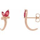 Natural Ruby Earrings in 14 Karat Rose Gold Ruby Floral-InspiNatural J-Hoop Earrings