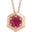 Genuine Ruby Necklace in 14 Karat Rose Gold Ruby Geometric 16-18