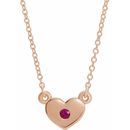 Genuine Ruby Necklace in 14 Karat Rose Gold Ruby Heart 16