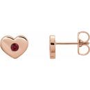 Natural Ruby Earrings in 14 Karat Rose Gold Ruby Heart Earrings