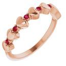 Natural Ruby Ring in 14 Karat Rose Gold Ruby Stackable Heart Ring