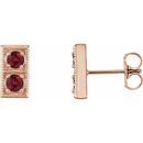 Natural Ruby Earrings in 14 Karat Rose Gold RubyTwo-Stone Earrings