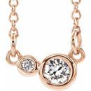 Genuine Sapphire Necklace in 14 Karat Rose Gold Sapphire & .02 Carat Diamond 16