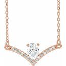 Genuine Sapphire Necklace in 14 Karat Rose Gold Sapphire & .06 Carat Diamond 16