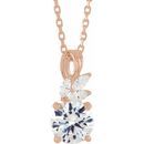 Genuine Sapphire Necklace in 14 Karat Rose Gold Sapphire & 1/10 Carat Diamond 16-18