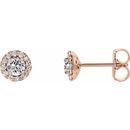 Genuine Sapphire Earrings in 14 Karat Rose Gold Sapphire & 1/8 Carat Diamond Earrings