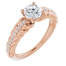 Genuine Sapphire Ring in 14 Karat Rose Gold Sapphire & 1/8 Carat Diamond Ring