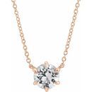 Genuine Sapphire Necklace in 14 Karat Rose Gold Sapphire Solitaire 16