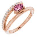 Pink Tourmaline Ring in 14 Karat Rose Gold Tourmaline & 1/8 Carat Diamond Ring