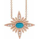 Genuine Turquoise Necklace in 14 Karat Rose Gold Turquoise & .08 Carat Diamond Celestial 16-18