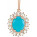 Genuine Turquoise Pendant in 14 Karat Rose Gold Turquoise & 1/2 Carat Diamond Pendant