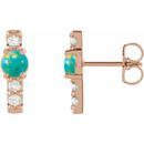 Genuine Turquoise Earrings in 14 Karat Rose Gold Turquoise & 1/5 Carat Diamond Bar Earrings