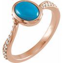 Genuine Turquoise Ring in 14 Karat Rose Gold Turquoise & 0.2 Carat Diamond Ring