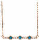 Genuine Turquoise Necklace in 14 Karat Rose Gold Turquoise & 1/8 Carat Diamond Bar 16