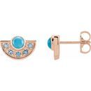 Genuine Turquoise Earrings in 14 Karat Rose Gold Turquoise & Aquamarine Fan Earrings
