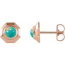 Genuine Turquoise Earrings in 14 Karat Rose Gold Turquoise Geometric Earrings