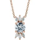 Genuine Sapphire Necklace in 14 Karat Rose Gold White Sapphire & 1/4 Carat Diamond 16-18