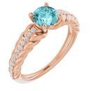 Genuine Zircon Ring in 14 Karat Rose Gold Zircon & 1/8 Carat Diamond Ring